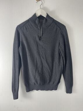 Grayson Dunn Sweater Mens Small Gray Quarter Zip Pullover Knit Shirt N236